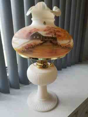 Fenton Limited Edition Aladdin Grand Vertique Lamp - Hand Painted by Sue Jackson