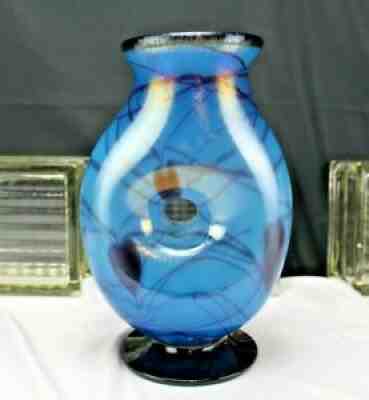 Blue Black Heart Iridized Dave Fetty Braveheart Hanging Hearts Doughnut Vase