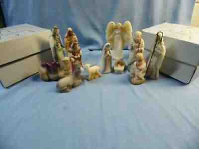 FENTON NATIVITY WISEMEN SHEPHERD, ANGEL 12 Pc. SET 1st EDITION HAND PAINTED IOB