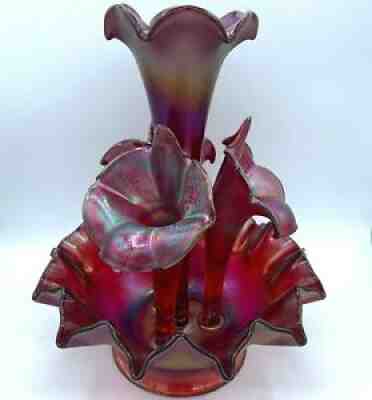 2003 Fenton Ruby Amberina Stretch Glass 5 Pc Epergne Historic Collection