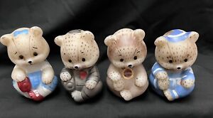 4 FENTON MARILYN WAGNER WIZARD OF OZ PAINTED BEARS SIGNED RARE