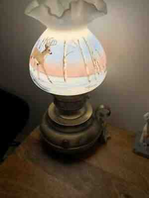 Vintage Fenton Hand Painted Glass Lamp Rare Beverly Cumberledge - Will Ship