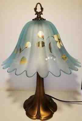 Fenton Hand Painted Aquamarine Tulip Lamp