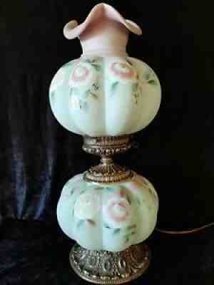 Fenton Burmese Lotus Mist Rose Nectar Lamp