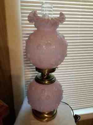 Fenton Glass 3-Way Gone With The Wind GWTW Lamp Pink Overlay 