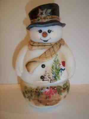 VINTAGE Fenton Snowman Satin Glass White Red Green Holly sold Purse signed V.Cline