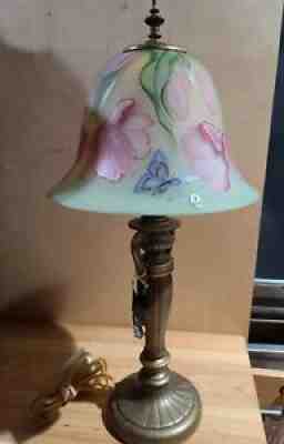 Fenton Tulips Reverse Painted Lamp 1999 Connoisseur Collection NIB