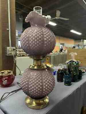 Fenton Glass Hobnail Purple Lamp GWTW