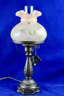 Fenton Rose Pink Cased Student Lamp Hand Painted By J. Powell 20" Tall