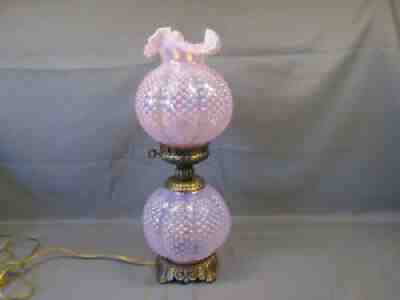 Fenton PINK Carnival HOBNAIL Gone with the Wind Victorian Electric Lamp 23