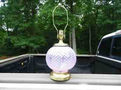 Vintage Fenton Electric Table Lamp / Hobnail / Iridized / Dusty Rose