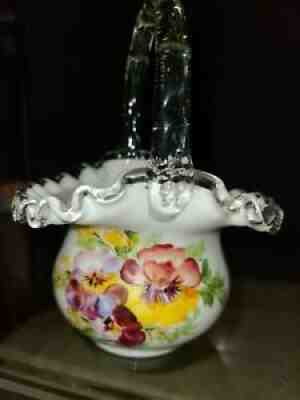 Fenton Burmese Student Lamp Hand Painted Roses By Louise Piper 1972