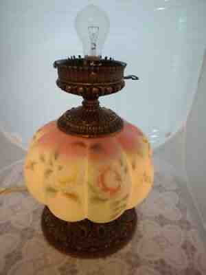 Fenton HP Lotus Mist Burmese Jumbo Melon GWTW Pink Yellow Flowers Lamp BASE ONLY