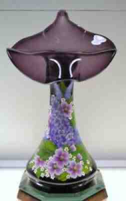 Fenton VASE Jack in Pulpit JIP PLUM - LILAC BOUQUET OOAK FREEusaSHIP