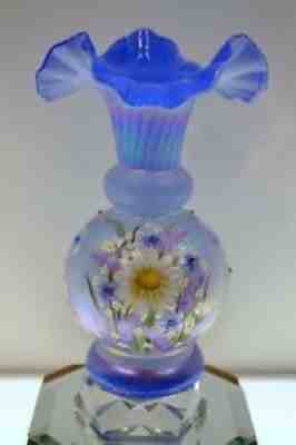 FENTON VASE Fr Oplsct Spiral Optic Cobalt Cased DAISY OOAK Curren FREEusaSHIP