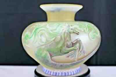 Fenton Art Glass OOAK Hand Painted Vase Mythical Creature Kelpi