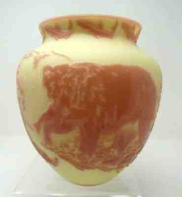 Fenton Sand Carved Vase "Salmon Run" Kelsey Murphy/Bomkamp 04293C