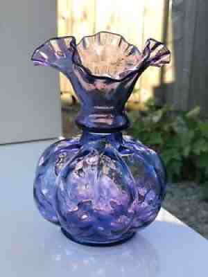 Fenton Melon Vase purple mulberry circa 1938 - 1948 ruffled edge