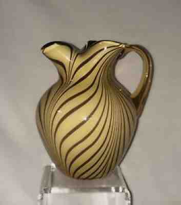 Fenton Art Glass Dave Fetty Golden Fur Feathers Pitcher Limited 500