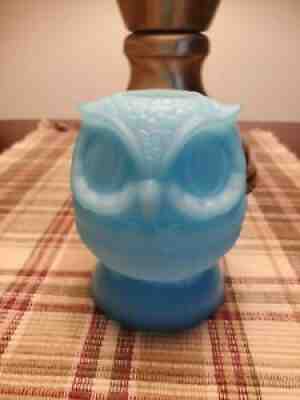 Vintage Fenton Blue sold Satin Owl Fairy Lamp