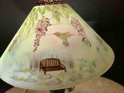 Fenton Connoisseur Collection Hummingbird Arbor Lamp 2001 MIB