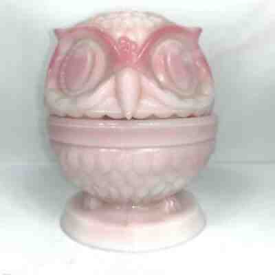 Vintage Fenton Pink Rosalene Owl Fairy hot Lamp