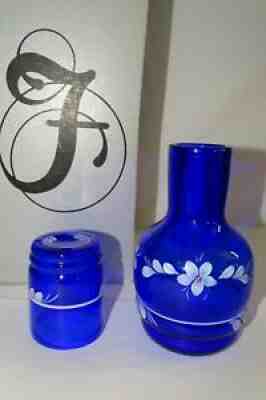 Fenton Art Glass Cobalt Blue Tumble Up 5904 IC Decanter Pitcher w Cup