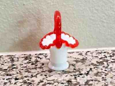 FENTON ART GLASS FLAME CREST MINIATURE MINI BASKET