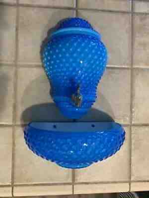 Fenton Gorgeous Blue Hobnail Overlay 3 PIECE LAVABO 1961-1963 Rare Find