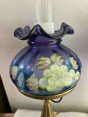 fenton mulberry lamp purple and blue color hard to find glass lamp Lamp # 2Â 