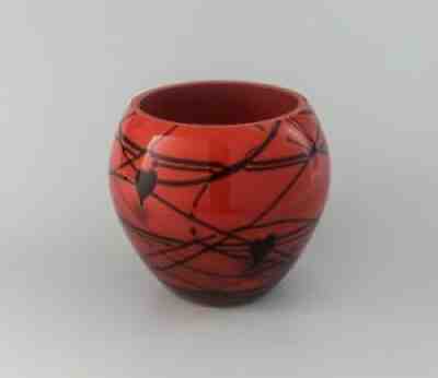 ð??¥ FENTON â?? 6" HANGING HEARTS Orange VASE Dave Fetty 1975