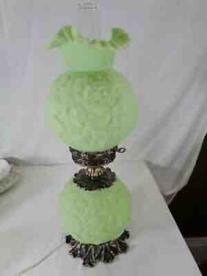 Fenton Lime Sherbet Satin (Green) Poppy GWTW Lamp circa 1973/80
