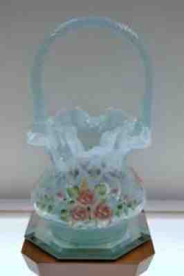 FENTON BASKET Aqua Trellis ROSE BLUSH 1147TE FREEusaSHIP