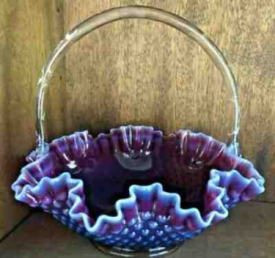 Vintage Fenton Glass hotsell Hobnail Basket Plum