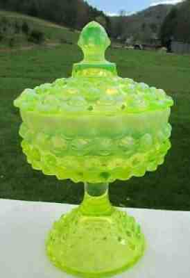 Fenton emerald candy dish compote rare top pattern