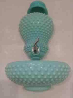 Fenton TURQUOISE Milk Glass Hobnail Lavabo ~ GORGEOUS!!!
