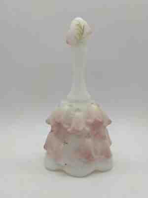 FENTON Pink Satin Lily of the Valley 95th Anniversary Bell Signed K. Bright Bill