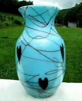 Fenton Robert Barber-Dave Fetty Hanging Hearts 212/600. 10"H Vase 1975