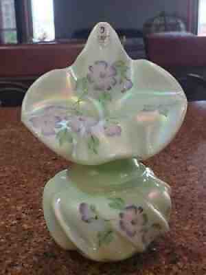 Fenton sea green floral jack in the pulpit vase