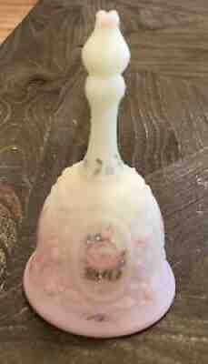 FENTON Burmese Satin MIRRORED ROSE BELL #CV368RB, 5.4