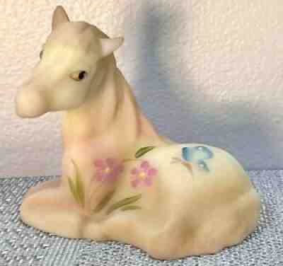 Fenton Burmese Satin Hand Painted Floral & Butterfly Foal Horse