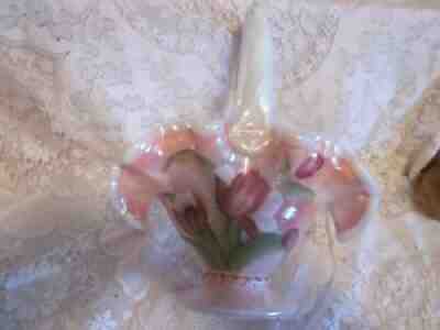 Fenton Art Glass Pink Basket-Signed Bill Fenton-The Glass Legacy Collection-H.P.