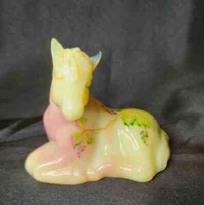 Fenton Burmese Hand Painted Horse by C. Griffiths-UV Light Reactive