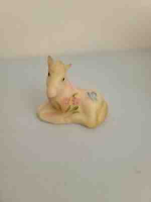 Fenton Burmese Satin Hand Painted Floral & Butterfly Foal Horse Uranium