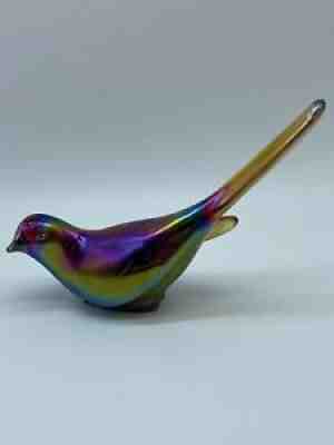 VINTAGE FENTON ART GLASS CARNIVAL PURPLE BLUES BIRD OF HAPPINESS FIGURINE RARE