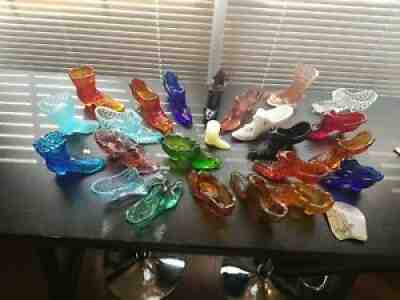 Fenton Glass Huge Lot Shoe Slippers Boots 24 Piece