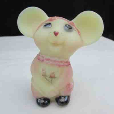 Fenton burmese satin glass selling mouse