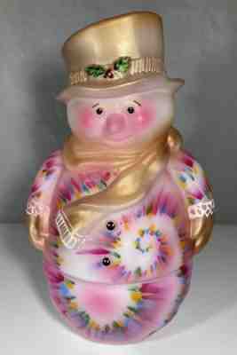 Fenton Gift Shop 2022 LTD ED #4/68 Tie Dye Snowman Fairy Lamp JK Spindler