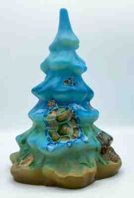 Fenton Art Glass OOAK Jadeite Tree Painted Underwater Sea Turtle by Kim Barley