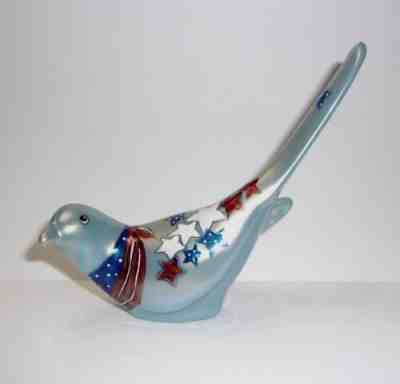 Fenton Glass OOAK Designer Sample Patriotic Americana Happiness Bird Figurine